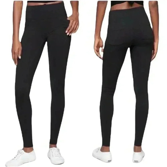 Athleta Metro Skinny Pants Womens MT Black Knit Yoga Athletic Legging EUC - Picture 2 of 16